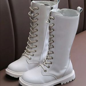 White calf length boots